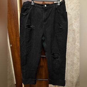 SHEIN | Black Cuffed Distressed Jeans | Elastic Band